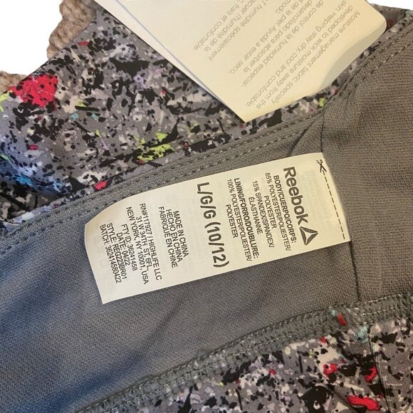 Reebok Girls Sports Bra NEW Grey Multicolor Fitted Stretch Racerback Large 10/12 - Picture 4 of 8